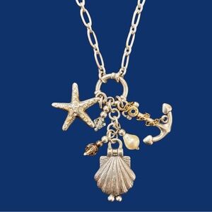 Brighton Silver & Gold  Nautical Charm Necklace With Dust Bag. NWOT